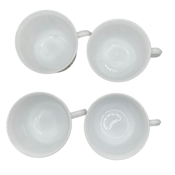 Vintage Milk Glass Arcopal France Flowers Floral Tea Coffee Cup Set of 4 - Picture 2 of 7